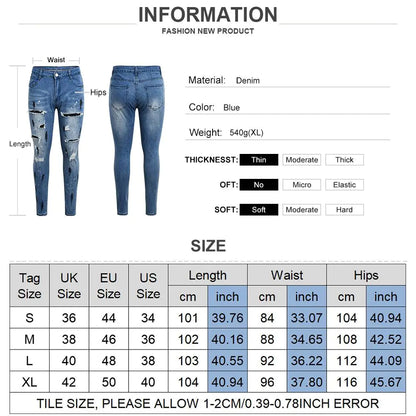 Slim Ripped Stitching Skinny Jeans for Men