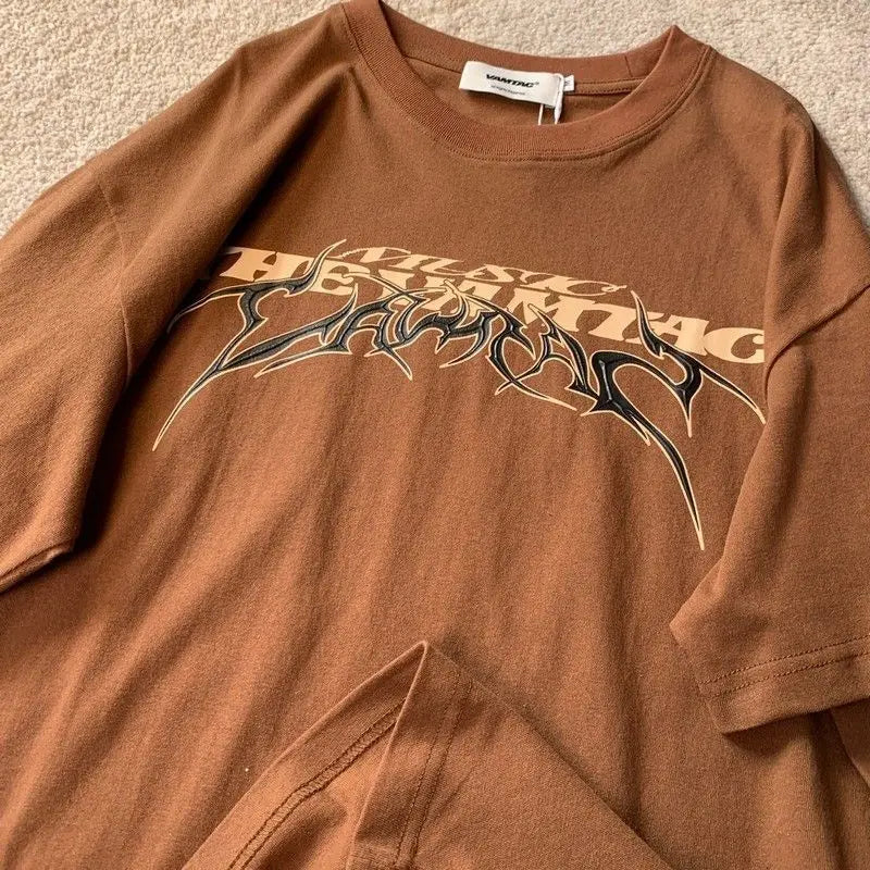 American Vintage Letter Print Graphic T-shirt for Couples