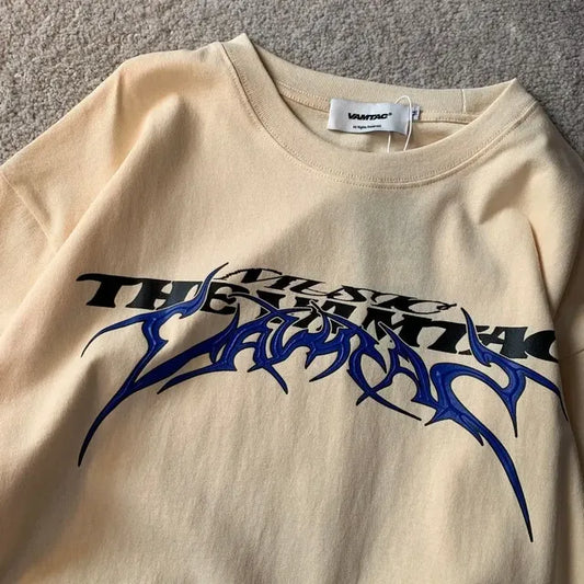 American Vintage Letter Print Graphic T-shirt for Couples