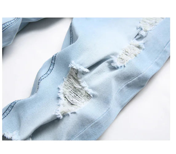 Light Blue Ripped Jeans for Men