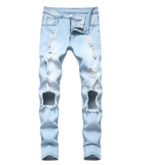 Light Blue Ripped Jeans for Men