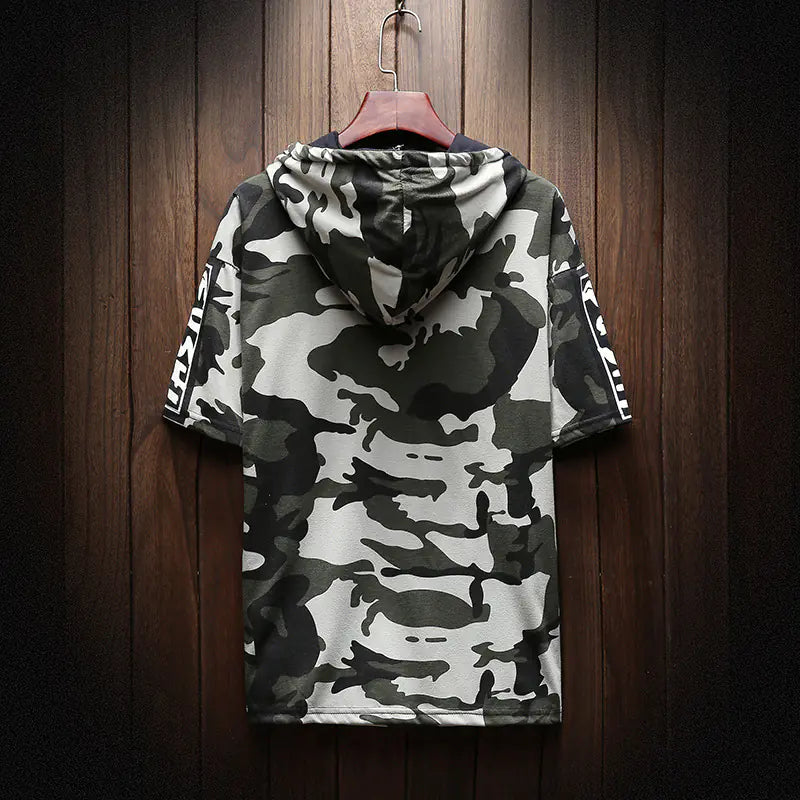 Camo Graphic Hoodie for Youth Students, Loose Fit T-Shirt