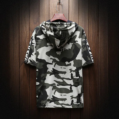 Camo Graphic Hoodie for Youth Students, Loose Fit T-Shirt