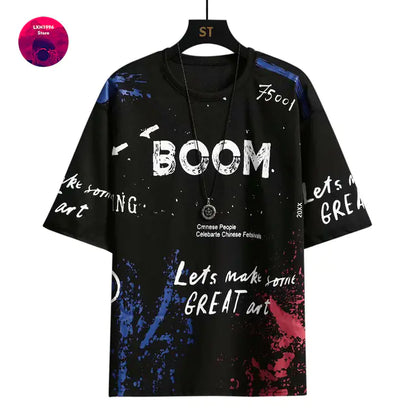 Korean Fashion Summer Men's Graphic Half Sleeve T-Shirts