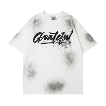 Men's Graphic Letter Print Distressed Casual Short Sleeve T-Shirt