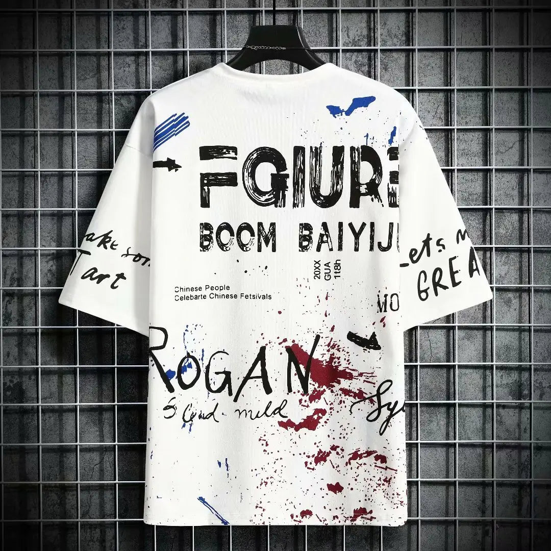 Korean Fashion Summer Men's Graphic Half Sleeve T-Shirts