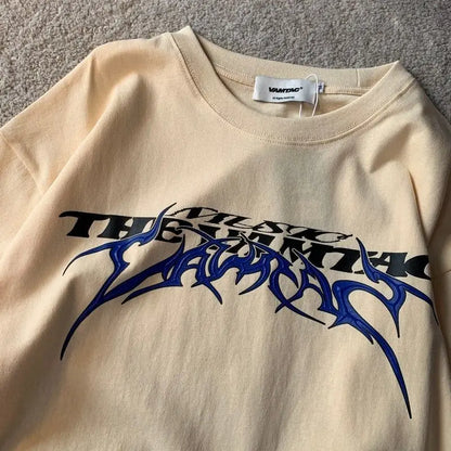 American Vintage Letter Print Graphic T-shirt for Couples