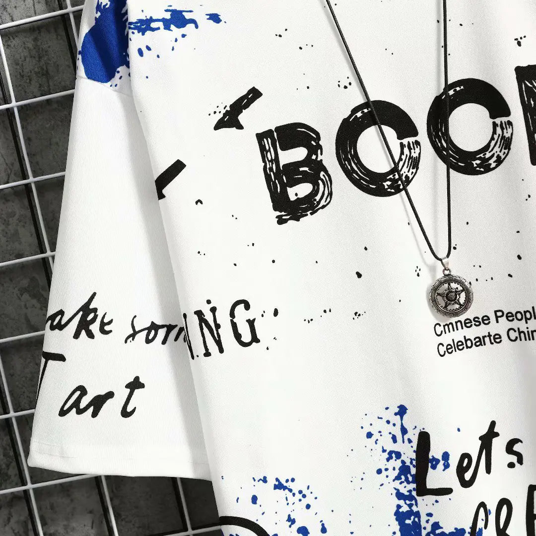 Korean Fashion Summer Men's Graphic Half Sleeve T-Shirts